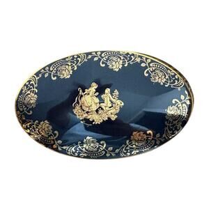 VTG 1960’s MCM Florance Limoges 22K Gold Gilt Porcelain Box Made in France